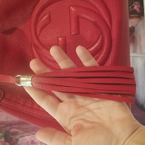 GUCCI SOHO SHOULDER BAG LEATHER LARGE RED - Picture 8 of 16